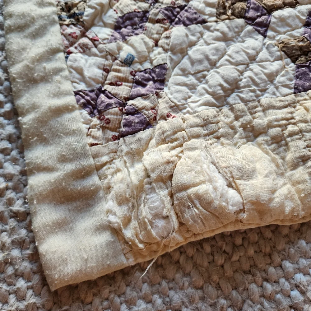 ANTIQUE Seven Sisters Baptist Circle‎ pattern handmade quilt 1880s